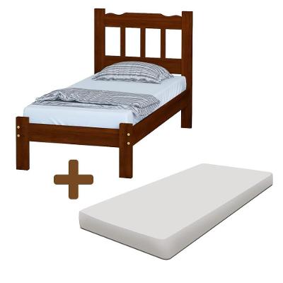 1. Cama Solteiro Castanho Madeira Perola Nemargi