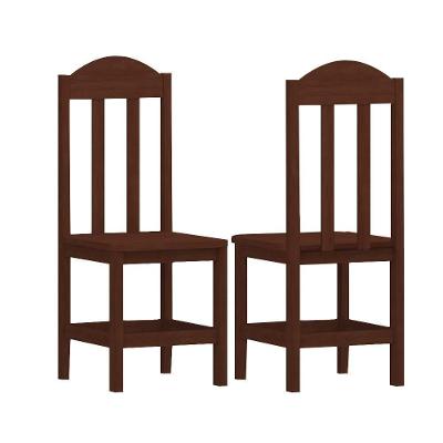 Kit Com 2 Cadeiras De Jantar Madeira Maciça Safira Castanho Nemargi