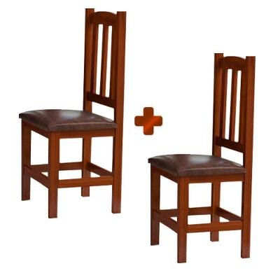 Conjunto 2 Cadeiras Estofadas Madeira Maciça Castanho Degas Jm Móveis