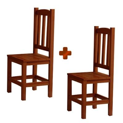Conjunto 2 Cadeiras Madeira Maciça Castanho Degas Jm Móveis