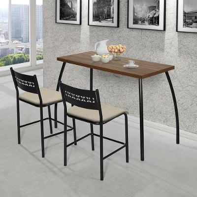 Mesa Com Duas Cadeiras Aço Nobre Com Assento Bege