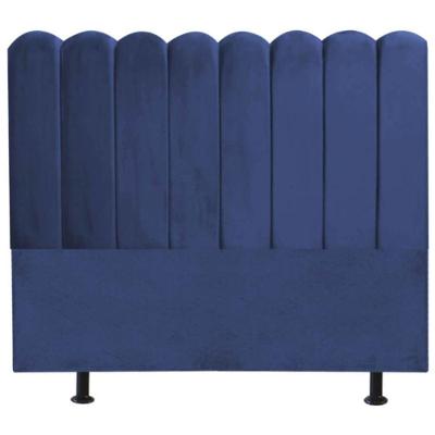 Cabeceira Estofada Cama Box King 195 Cm Maitê Suede Cor:azul Marinho