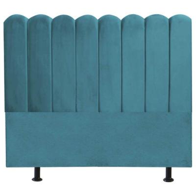 Cabeceira Estofada Cama Box King 195 Cm Maitê Suede Cor:azul Turquesa