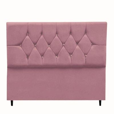 Cabeceira Estofada Cama Box Casal 140 Cm Geovana Suede Rosê