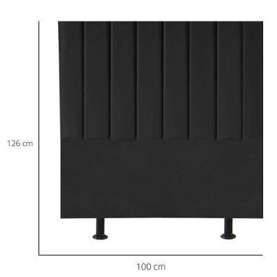 Cabeceira Estofada Cama Solteiro Box 100 Cm Carolina Veludo E Frame Cor:preto