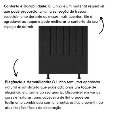 Cabeceira Estofada Cama Casal Box 140 Cm Carolina Linho E Frame Cor:preto