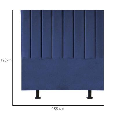 Cabeceira Estofada Cama Solteiro Box 100 Cm Carolina Veludo E Frame Cor:azul Marinho