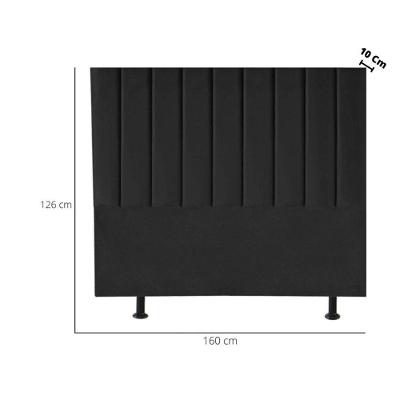 Cabeceira Estofada Cama Casal Queen Size 160 Cm Carolina Veludo E Frame Cor:preto