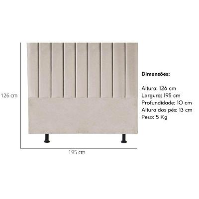 Cabeceira Estofada Cama Box King 195 Cm Carolina Veludo E Frame Cor:bege