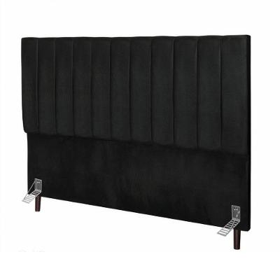 Cabeceira Estofada Cama Casal Box Queen 160 Cm Catarina Veludo E Frame Cor:preto