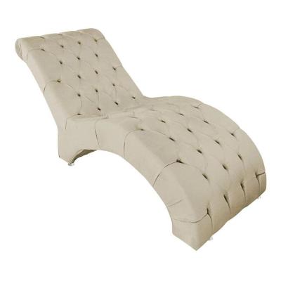 Recamier Maca Estofada Espreguiçadeira Para Sala E Cliníca Estética Veludo Talita Cor:bege
