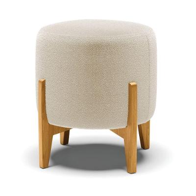 Puff Banqueta Decorativo Base Madeira Stella Bouclê P01 - D'rossi Cor Bege