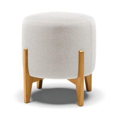 Puff Banqueta Decorativo Base Madeira Stella Bouclê Off White P01 - D'rossi