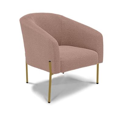 Poltrona Decorativa Pé De Ferro Dourado Stella Bouclê D03 - D'rossi Cor Rose