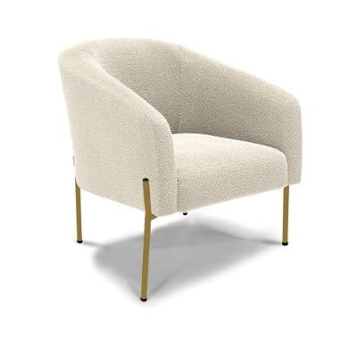 Poltrona Decorativa Pé De Ferro Dourado Stella Bouclê D03 - D'rossi Cor Bege
