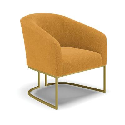 Poltrona Decorativa Base Industrial Dourado Stella Bouclê Mostarda D03 - D'rossi