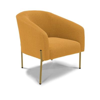 Poltrona Decorativa Pé De Ferro Dourado Stella Bouclê Mostarda D03 - D'rossi