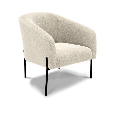 Poltrona Decorativa Pé De Ferro Preto Stella Bouclê D03 - D'rossi Cor Bege