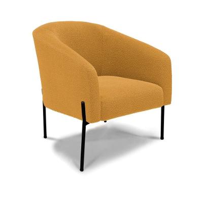Poltrona Decorativa Pé De Ferro Preto Stella Bouclê D03 - D'rossi Cor Mostarda