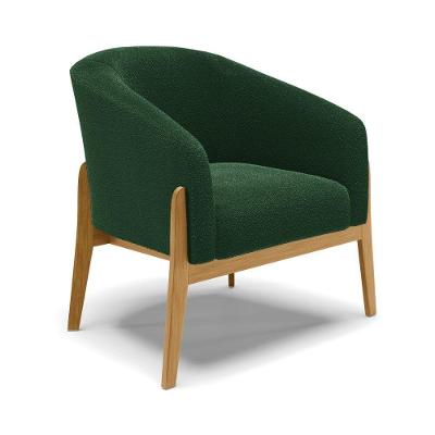 Poltrona Decorativa Base Madeira Stella Bouclê Verde D03 - D'rossi
