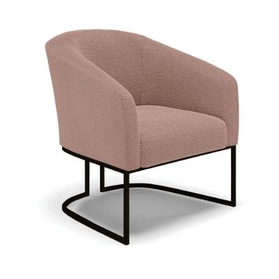 Poltrona Decorativa Base Industrial Preto Stella Bouclê Rosê D03 - D'rossi