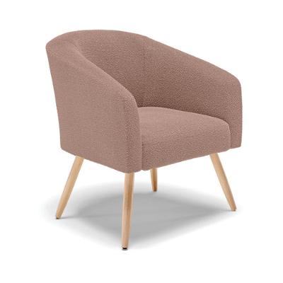 Poltrona Decorativa Pé Palito Natural Stella Bouclê Rosê D03 - D'rossi