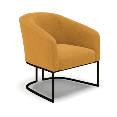 Poltrona Decorativa Base Industrial Preto Stella Bouclê Mostarda D03 - D'rossi