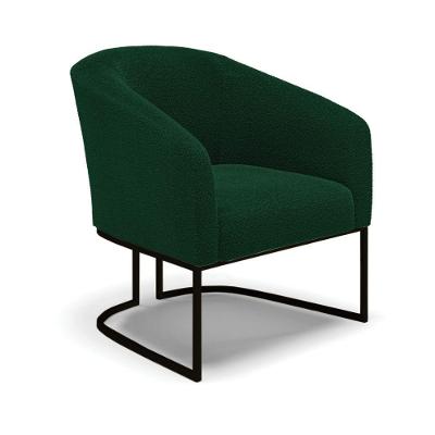 Poltrona Decorativa Base Industrial Preto Stella Bouclê Verde D03 - D'rossi