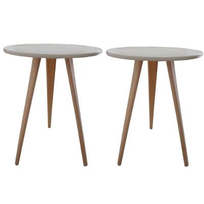 Kit 2 Mesa Redonda Lateral Canto E Apoio Sala Quarto 68 Cm off White
