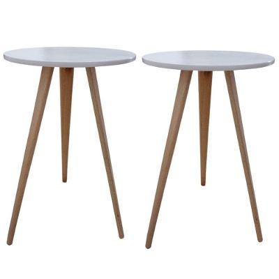 Kit 2 Mesa Redonda Lateral Canto E Apoio Sala Quarto 56 Cm branco