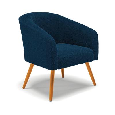 Poltrona Decorativa Pé Palito Castanho Stella Bouclê Azul D03 - D'rossi