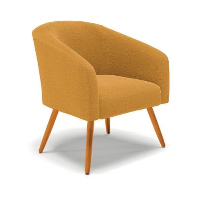 Poltrona Decorativa Pé Palito Castanho Stella Bouclê Mostarda D03 - D'rossi