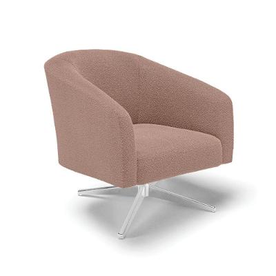 Poltrona Decorativa Base Giratória Cromada Stella Bouclê Rosê D03 - D'rossi