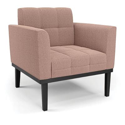 Poltrona Para Sala Base Madeira Fixa Preto Elisa Bouclê D03 - D'rossi Cor Rose