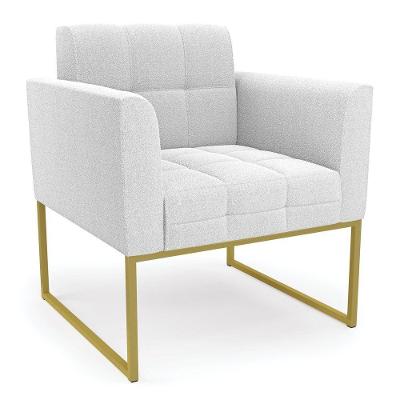 Poltrona Sala De Estar Industrial Dourado Elisa Bouclê D03 - D'rossi Cor Off White