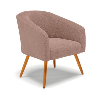 Poltrona Decorativa Pé Palito Castanho Stella Bouclê Rosê D03 - D'rossi