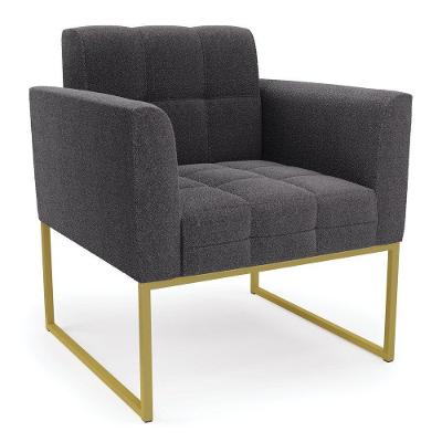Poltrona Sala De Estar Industrial Dourado Elisa Bouclê D03 - D'rossi Cor Grafite