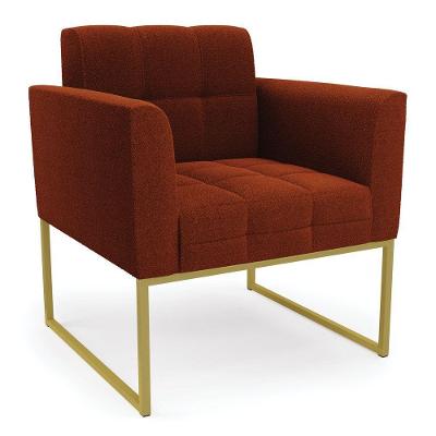 Poltrona Sala De Estar Industrial Dourado Elisa Bouclê D03 - D'rossi Cor Terra