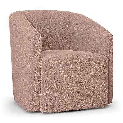 Poltrona Sala De Estar Base Giratória Stella Max Bouclê D03 - D'rossi Cor Rose