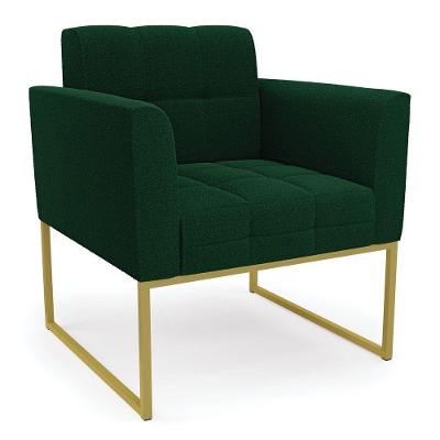 Poltrona Sala De Estar Industrial Dourado Elisa Bouclê D03 - D'rossi Cor Verde