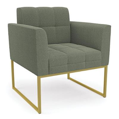 Poltrona Sala De Estar Industrial Dourado Elisa Bouclê D03 - D'rossi Cor Menta