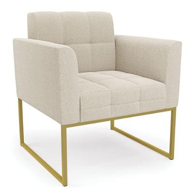 Poltrona Sala De Estar Industrial Dourado Elisa Bouclê D03 - D'rossi Cor Bege