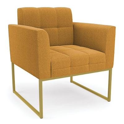 Poltrona Sala De Estar Industrial Dourado Elisa Bouclê D03 - D'rossi Cor Mostarda