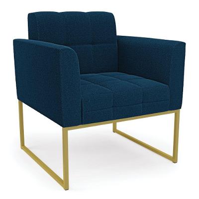 Poltrona Sala De Estar Industrial Dourado Elisa Bouclê D03 - D'rossi Cor Azul