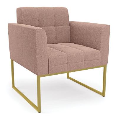 Poltrona Sala De Estar Industrial Dourado Elisa Bouclê D03 - D'rossi Cor Rose