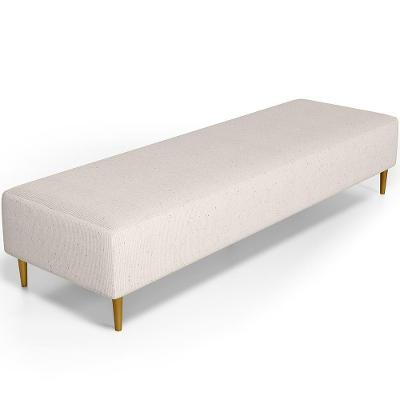 Puff Decorativo Sala De Estar Bali W01 Pés Palito 210x60cm Linho Cru - Lyam Decor
