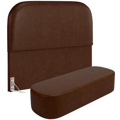 Cabeceira Cama Box Queen 160cm Lanna Com Puff Recamier Doha W01 Couríssimo Marrom - Lyam Decor
