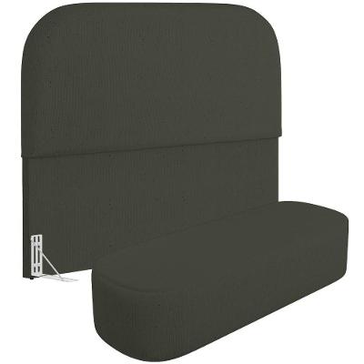 Cabeceira Cama Box Casal 140cm Lanna Com Puff Recamier Doha W01 Linho Verde Musgo - Lyam Decor