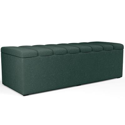 Calçadeira Recamier Baú Para Cama De Casal King Dália 195x50 Cm W01 Linho Verde Musgo - Lyam