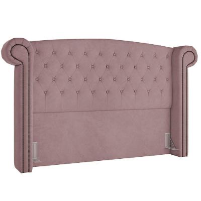 Cabeceira Cama Box Queen Com Tachas 160 Cm Sofia P05 Veludo Rosê - Lyam Decor